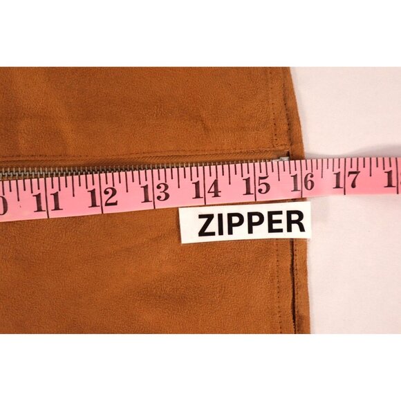 Forever 21 Women's suede A-Line Mini Skirt with Front Zipper Size Large Brown - Picture 11 of 11